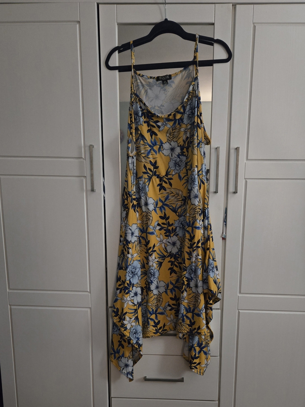 Floral Slip Dress with Spaghetti Straps - Yellow
